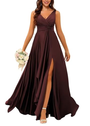 Robe de demoiselle d'honneur en satin KIYNE avec fente