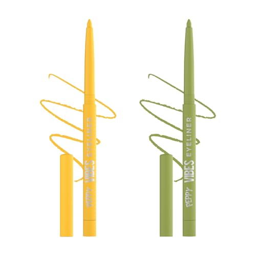 Image of Glam21 Peppy Vibes Eyeliner |Matte Finish Stays up to 10 Hours | Smudge-Proof & Water-Proof | Long Lasting Eyeliner | Precision application | Pack of 2, 0.4gm Each (Sunshine & Limelight)