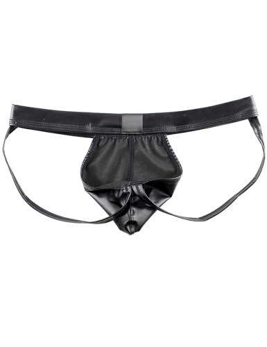 ohyeah Men's Sexy Thong Underwear Jockstrap Briefs Metallic Underwear with Pouch Jock Straps Lingerie for Men Fits 6-124