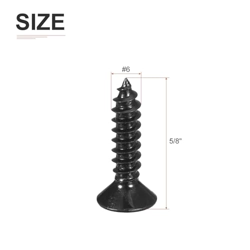 Image of DTGN 100Pcs 6 inch x5 /8 inch Flat Head Wood Screws, Self Tapping Screws Black