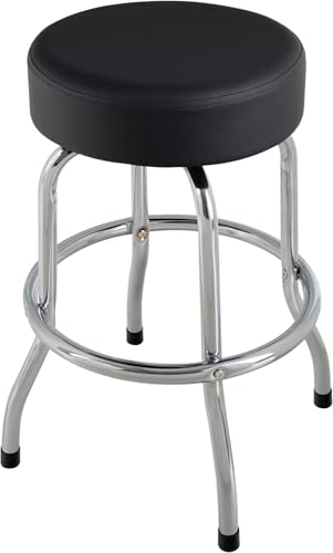 Rocktile Tabouret de Bar pour Guitare - Tabouret Stylé - Assise Ronde Pivotante en Similicuir Noir...