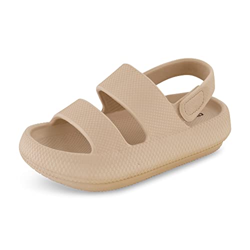 Cushionaire Kid's Fuji Sandal With Adjustable Strap And +Comfort, Khaki 11 #TOP30