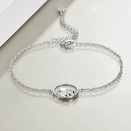 YFN Mountain Bracelet Sterling Silver Abalone Shell Mountain Bracelet Nature Jewelry Gift for Skiers, Hikers, Campers, Climbers and Nature Lovers3