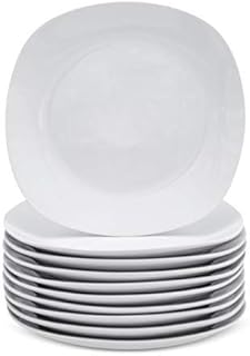 Talerze deserowe białe - małe (7 cali) talerz na przekąski lub sałatkę - kwadratowe naczynia - kuchnia zastawa stołowa zestaw naczyń na 10 - zestawy do naczyń do mikrofalówki - wielokrotnego użytku porcelanowe naczynia obiadowe - talerz na ciasto weselne