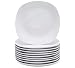 Dessert Plates White - Small Appetizer or Salad Plate - Square Dishware - Kitchen Dinnerware Dishes Set For 10 - Microwave Safe Dish Sets - Reusable Porcelain Dinner Ware - Wedding Cake Plate