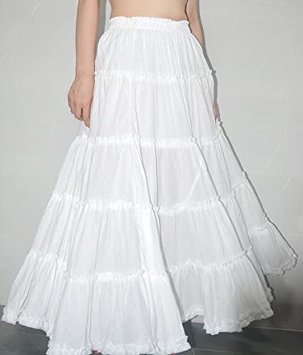 YSJERA Women's Cotton 5 Tiered A Line Pleated Maxi Skirt Long Boho Gypsy Dance Skirts