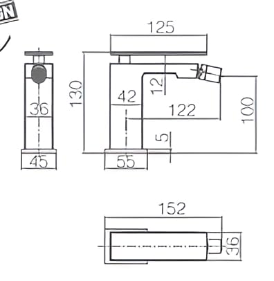 Grifo Monomando IMEX PISA para Bidé Moderno Cuadrado – Acabado Cromado Brillante, Caño Orientable, 130 mm de Altura – Fácil Instalación, Diseño Minimalista