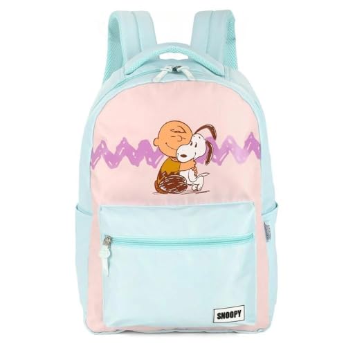 Mochila De Costas Snoopy E Charlie Brown Azul Pastel Luxcel