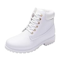 DFSDJEUW walking boots womens Womens Boots Hiking Boot Warm Shoes Outdoor Ski Thickening Wide Fit Shoes Warm Lined Low Heel Ankle Wellies Fashion Non Slip waterproof work White 8.5