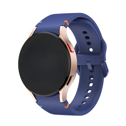 PPzsyxx Correa de silicona de 20 mm for Samsung Galaxy Watch 7 FE 6 4 5 Pro 45mm 40mm 44mm/Classic 43 47mm sin espacio(Midnight blue,For Galaxy Watch 7 40 44)