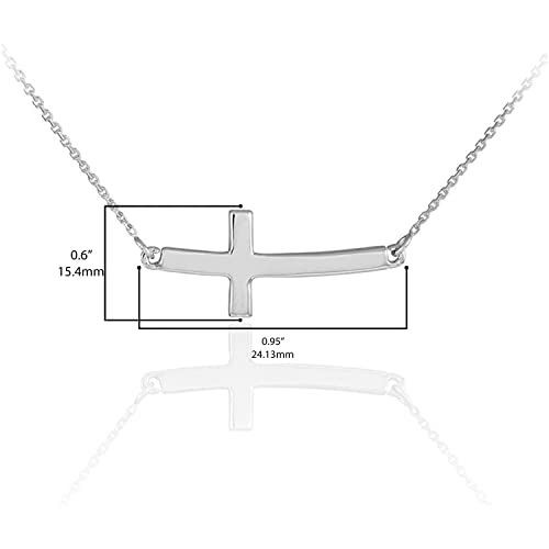 .925 Sterling Silver Sideways Horizontal Curved Cross Bar Style Necklace3