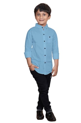 Image of Boys Solid Casual Shirt in Cotton Fabric