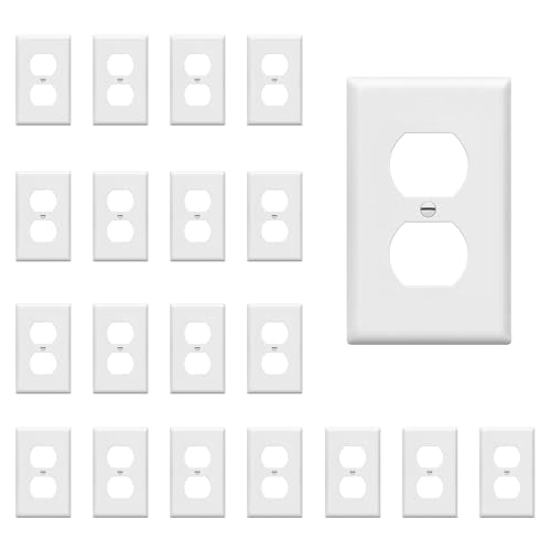 Image of ENERLITES Duplex Wall Plates Kit, Electrical Outlet Covers, Standard Size 1-Gang 4.50 inch x 2.76 inch, Unbreakable Polycarbonate Thermoplastic, Electric Receptacle Plug Covers, 8821-W-20PCS, White (20 Pack)