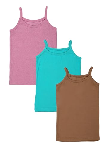 Image of KiddoPanti Girls 100% Cotton Rib Solid Camisole Tank Top Pack of 3
