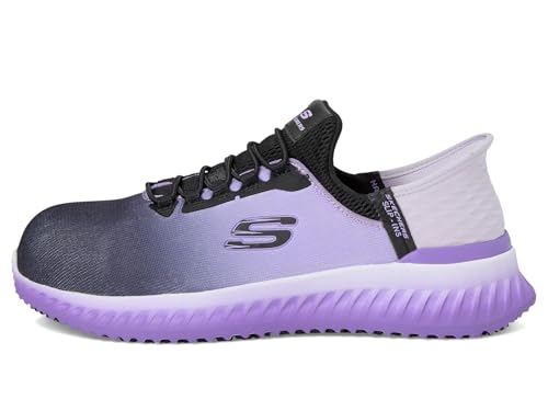 Skechers Ins Work: Tilido-Ombray Women's Slip Resistant Bungee Sneakers Industrial Shoe, Black/Purple, 8