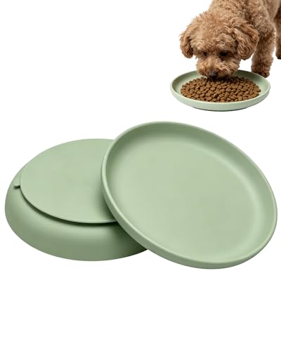 Onyucean Silicone Suction Dog Bowl Unbreakable 7.1 Non-Slip Flat Dog Bowl