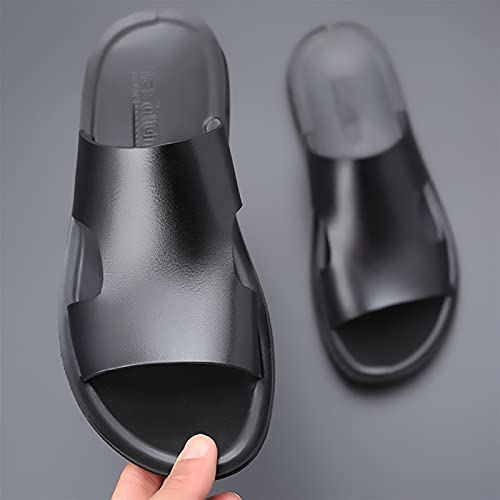 Mens Slide Sandals Open Toe Fixed Strap Outdoor Vegan Leather Water Resistant Casual Slide Sandal2