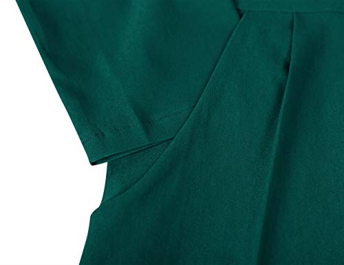 Image of MUXXN Women's Midi Pencil 1950s Vintage Cocktail 3 /4 Sleeve Tie Neck Bodycon Mid-Calf Dress with Pockets