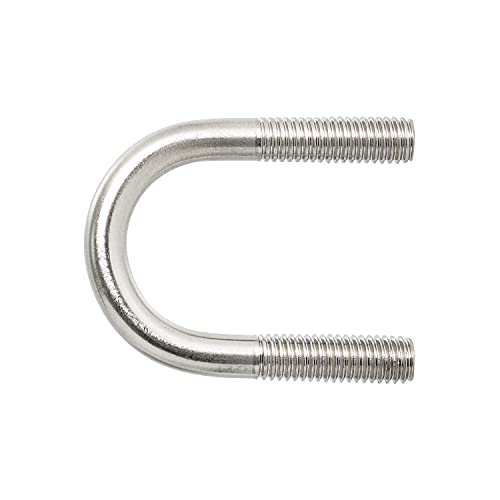 Image of Round U-Bolts 0.98inch(25mm) Inner Width M8 Thread 304 Stainless Steel Silver with Plates Nuts Flat Washers for CarRVTrailer Bumper, 2Pcs, M8x25mm