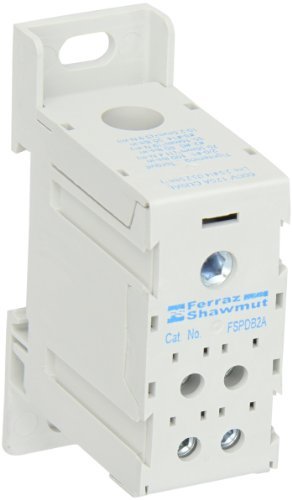 Mersen FSPDB2A Aluminum Finger-Safe Power Distribution Block, 600VAC/DC, 100kA, 175 Ampere, 3-29/64 Length x 1-1/8 Width x 2-13/64 Height by Mersen