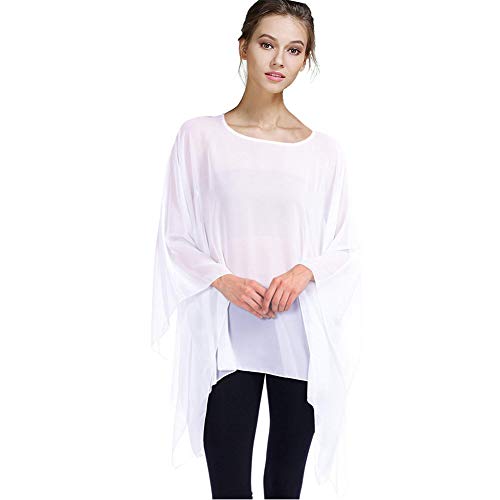 Max Hsuan Womens Summer Solid Sheer Batwing Blouse Chiffon Caftan Poncho Tunic Top Plus Size Cover up