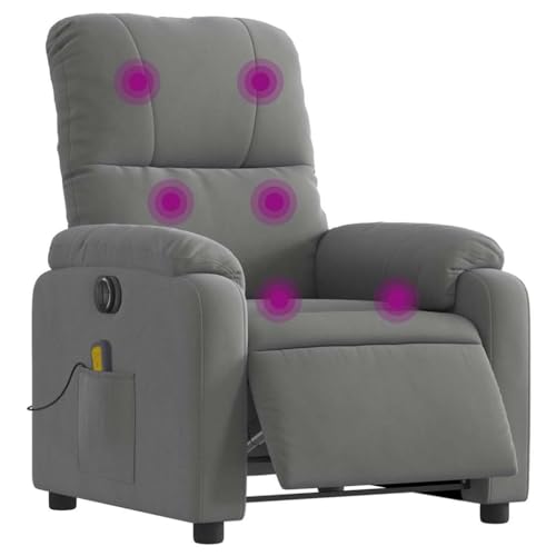 vidaXL Massagesessel, Sessel Elektrisch, Relaxsessel mit Liegefunktion Vibrationsfunktion, Fernsehsessel Liegesessel, Dunkelgrau Mikrofasergewebe