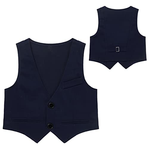 ACSUSS Kids Boys Dressy Waistcoat Formal Suit Vest Single Breasted V-neck Vest for Birthday Wedding Party3