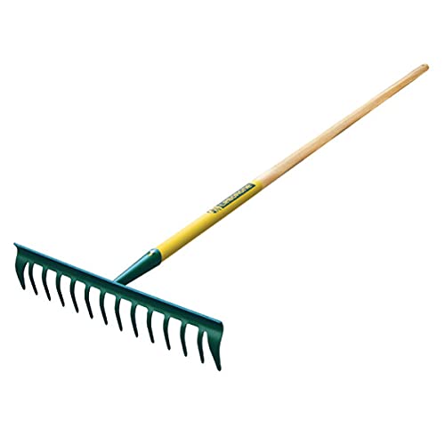 LEBORGNE - Râteau Duopro 14 Dents Courbes sans Manche - Outillage de Jardin - Râteaux - pour Ratissage, Nivelage, Épandage - Professionnels BTP et Jardinage
