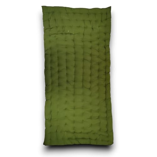 Image of ATOOTFUSION Soft Cotton Quilt Mattress Foldable for Floor Light Weight Filled Single Firm Cotton Quilt Mattress Gadda Dark Green 3 x 6 ft or 72 x 36 Inches 1 Sleeping Capacity