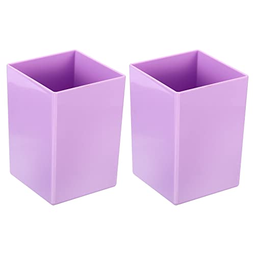 Pot à pinceau de maquillage violet pour une coiffeuse ou un bureau toujours net
