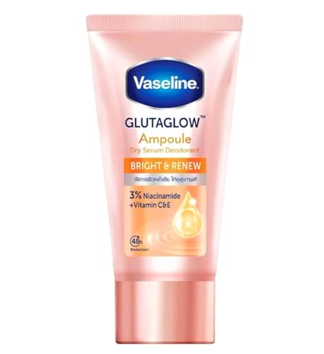 Image of Vaseline Dry Serum GlutaGlow Ampoule Deodorant 45ml - Fast-Drying Underarm Serum with Glutathione, Collagen & Vitamin C /E - 48-Hour Odor & Sweat Protection, Brightening & Smooth Skin, Paraben & Alcohol-Free