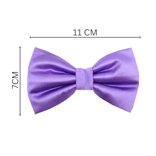 Image of Tie Studio Mens Formal Solid Bow tie | Satin | Microfiber | Standard Size | Premium fabric | Superior Clip Hold | Packaging - Box | Colour - Black Bow Tie (Set of 1)