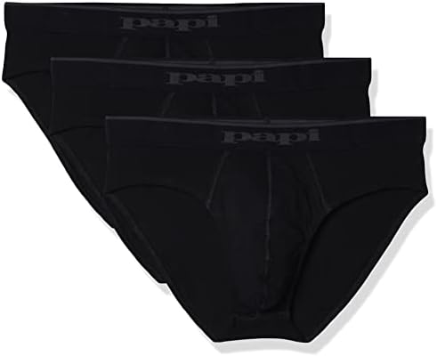 Papi Men's 3-Pack Cotton Stretch Brief, Black, Medium