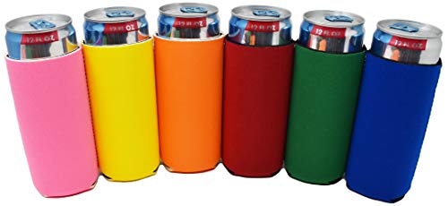 TahoeBay 6 Slim Can Sleeves - Blank Neoprene Beer Coolers – Compatible