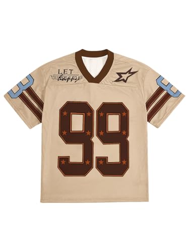 QJQ Men's Jersey Shirts Short Sleeve V Neck Graphic T Shirts Y2k Baggy Oversized Tee Summer Tops Streetwear