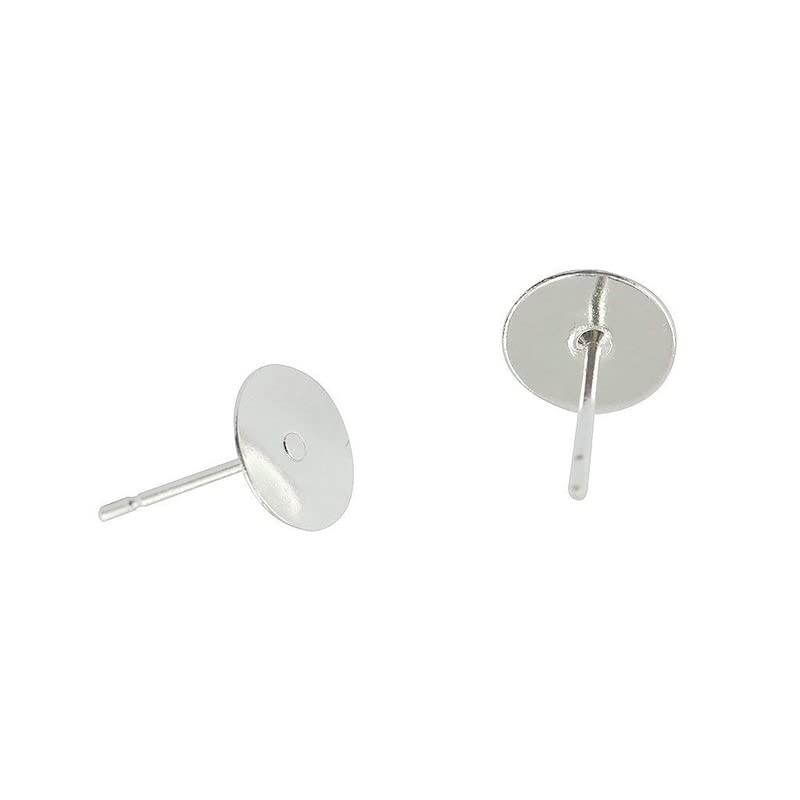 NAVMAV 25Pairs Stainless Steel Flat Round Blank Peg Earrings Posts Flat Pad Ear Metal Earing Pin Stud Earring Jewellery Making Findings 1