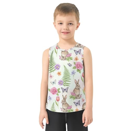 J JOYSAY Rabbit Flower Butterfly Boys Tank Top Sleeveless Muscle Shirts Quick Dry Sport Workout Active Kids T-Shirts 3-15T2