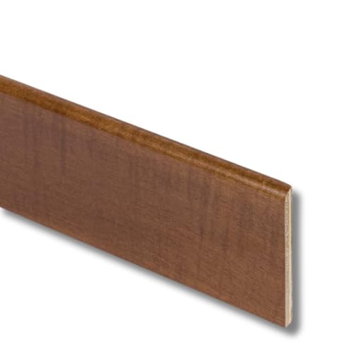 TWE Tucci Wood Essence Battiscopa in Legno Tanganika Moderno per Interni Made in Italy Resistente a Lavaggi al 100% Tinto Noce Chiaro Confezione x1 (10x100x2400) mm