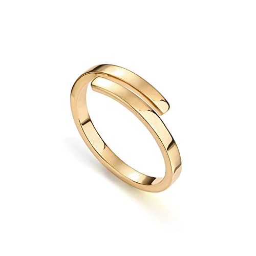 PAVOI 14K Gold Plated Twist Stacking Ring l Bands for Women (Yellow Plated, 5)