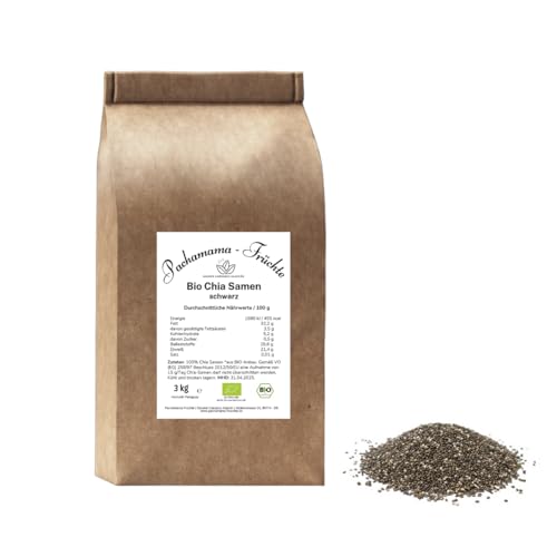 Bio Chiasamen 3 kg | Omega-3-Quelle, vegan & glutenfrei | plastikfreie Verpackung | ideal für Chia-Pudding, Smoothies & Backen