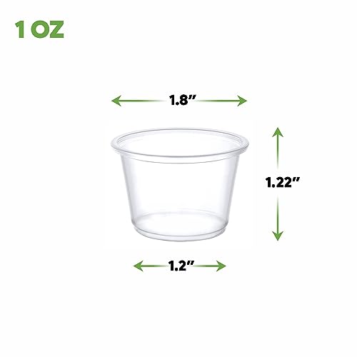 Image of GUSTO [250 Count 1 oz Jello Shot Cups (No Lids) - Small Disposable Plastic Cups for Condiments, Sauces, Dressings, Samples & Tastings - Durable, Stackable (Formerly Comfy Package)