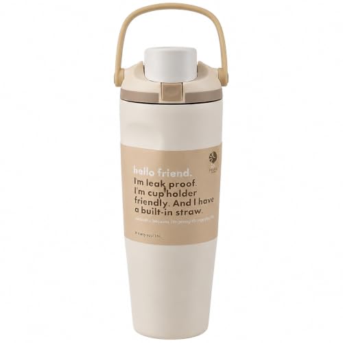 Image of HomeCloud 1200ML Stainless Steel Water Bottle - Double-Wall Vacuum Insulated, Leakproof Straw Lid, BPA-Free Reusable Travel Flask with Two-Way Spout for Gym, Office & Outdoor Use (B Cream)