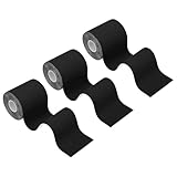 PATIKIL 5.5 Yard x 3 Inch Kinesiology Tape, 3 Roll Adhesive Cotton Sports Muscle Support Tapes Waterproof Elastic Tape for Knee Ankle Wrist Shoulder, Black