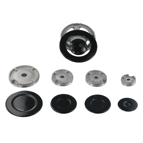 Alanmoship Kit de tapa de metal para estufa de gas, para estufas SABAF de 6 quemadores y 5 difusores de llama, 5.1 pulgadas, 3.93 pulgadas, 2.95 pulgadas (2), 2.16 pulgadas de diámetro, gris negro