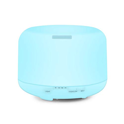 EcoGecko Mr Mister 500ML Ultrasonic Aromatherapy Essential Oil Air Diffuser, Cool Mist Humidifer with 7 Color LED Light, Waterless Auto Shut-Off