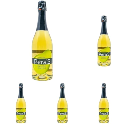 Roner Pera's Analcolico (1x 0,7l) - bollicine alla Pera Williams Roner, distilleria piu premiata d'Italia - 750 ml (Confezione da 5)