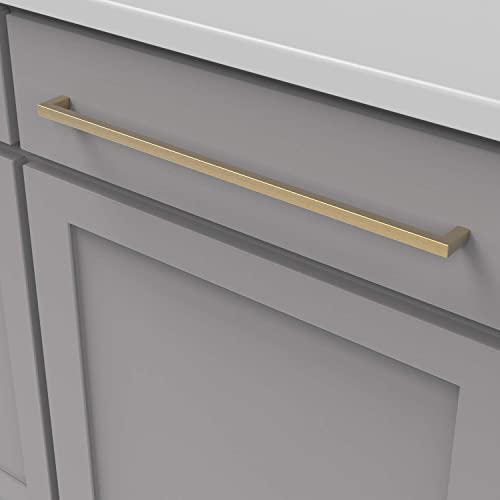 Hickory Hardware Kitchen Cabinet Handles, Drawer Pull For Doors & Dresser Drawers, Hardware For Bathroom, 18 Inch Hole Center, Brushed Golden Brass, Skylight Collection #TOP4