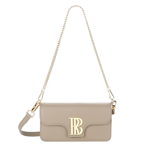 Royal Bagger Genuine Cow Leather Crossbody Bag for Women, Elegant Mini Shoulder Purse with Chain Strap & RFID Wallet 3244 (Grey)