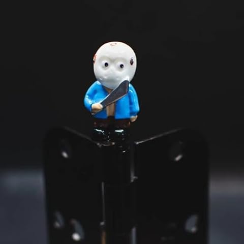 ivebed Halloween Hinge Heads Decorative Topper with Double Sided Adhesive Hinge Head Home Decoration Door Hinge Topper, Spooky Season Decorative Hinge Head, Miniature Hinge Head Figurines (Killer) Cover