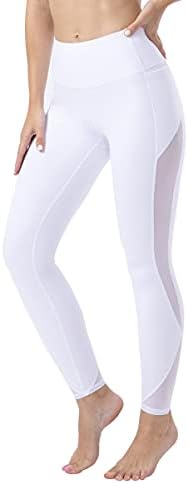 ONGASOFT Yoga Pants for Women Fitness Running Workout Leggings Tummy Control Side Pockets White
